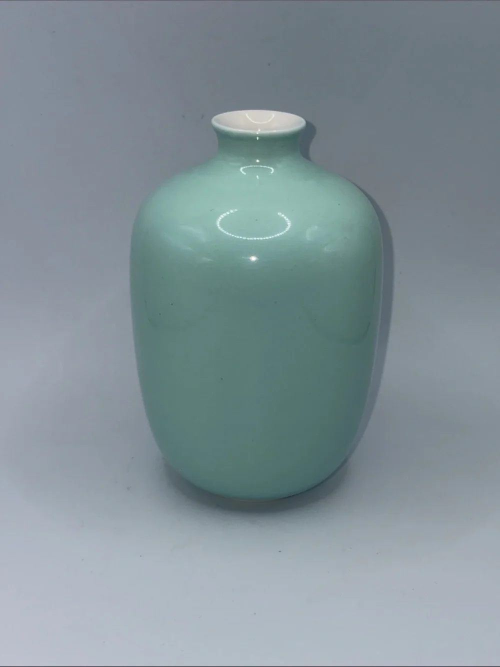 Middle Kingdom Inc. MK Celadon Porcelain Plum Vase Vessel Minimalist Home Decor